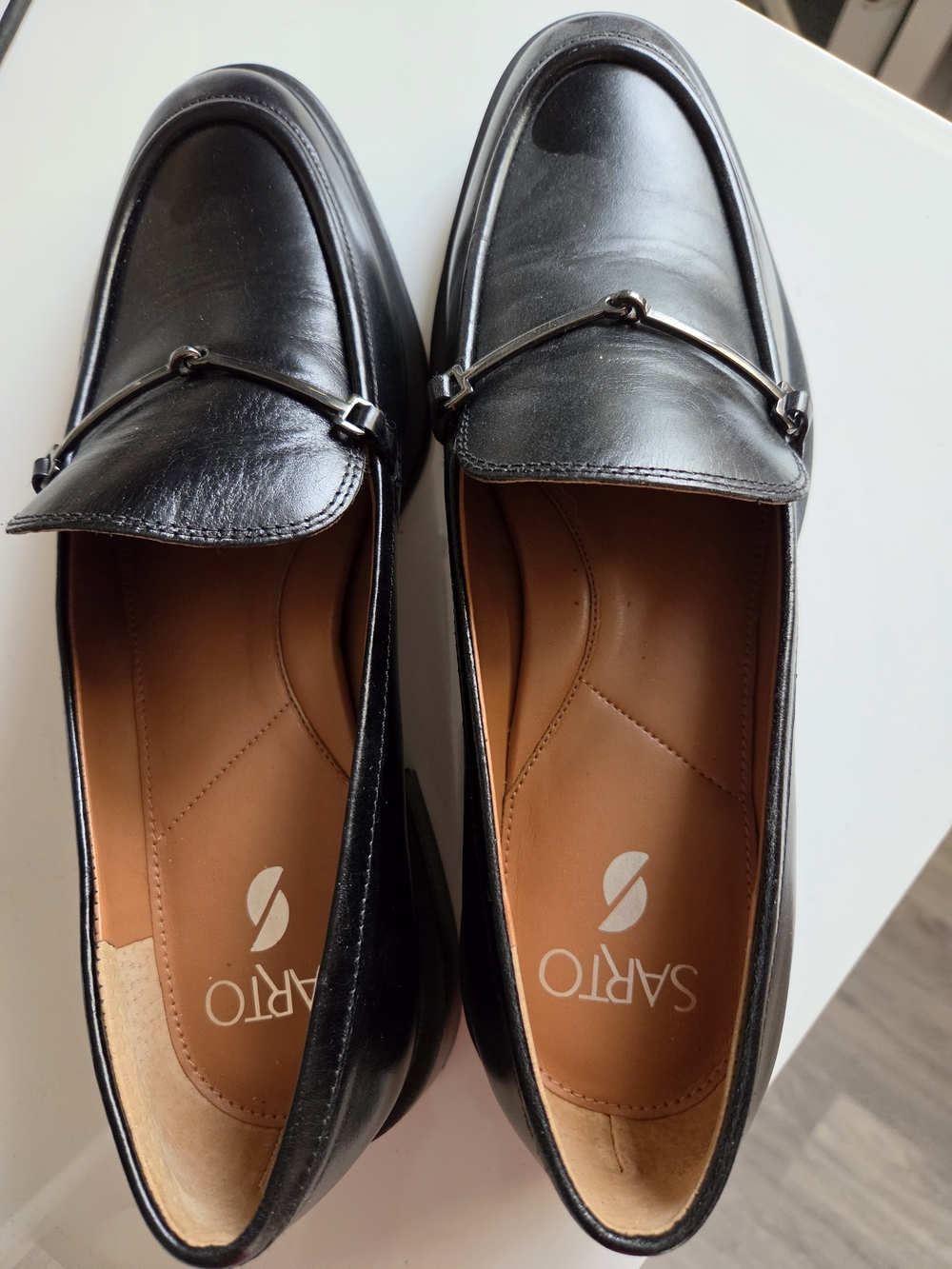 Franco Sarto Black Leather Bit Loafers